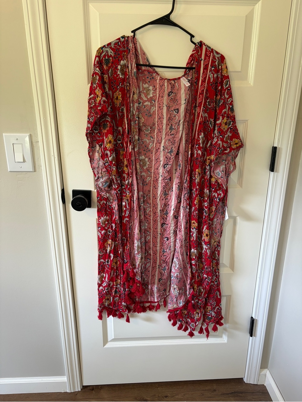 Xhilaration Red Floral Sheer Cover-Up with Pink Accents